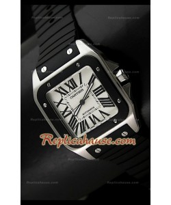 Cartier Santos 100 Swiss Replica Montre – 39 mm avec Bracelet Noir