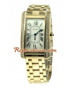 Cartier Santos Tank Americaine Suisse Femmes - d' or Montre