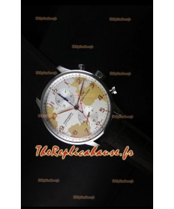 Réplique de montre suisse IWC Portuguese Chronograph avec cadran imprimé carte - Édition réplique miroir 1:1