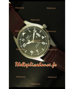 Montre suisse avec cadran noir en acier inoxydable IWC Mark XVII