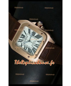 Cartier Santos 100 1:1 Réplique de montre miroir or rose 42mm
