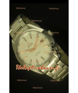 Montre suisse chronomètre coaxial Omega Seamaster Aqua Terra avec cadran blanc