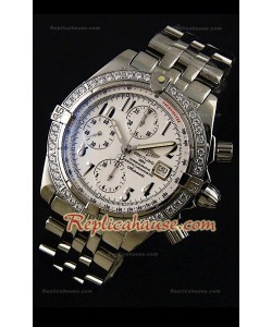 Breitling Chronomat Evolution Swiss Replica Montre avec Lunette de Diamants