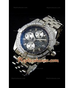 Breitling Chronomat Evolution Swiss Replica Montre avec Lunette de Diamants