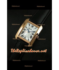 Cartier Tank Francaise Montre Femmes Bracelet Noir Boîtier Or