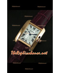 Cartier Tank Francaise Montre Femmes Bracelet Rouge Intense Boîtier Or