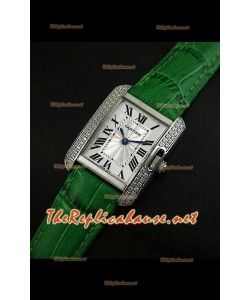 Cartier Tank Francaise Montre Femmes Lunette de Diamants Boîtier d’Acier