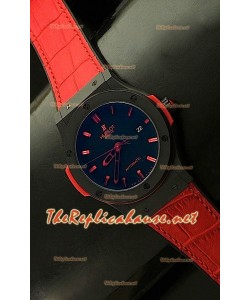 Hublot Big Bang Swiss Montre avec Boîtier de PVD - Bracelet Rouge 44,5 mm
