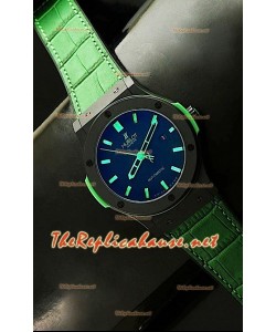 Hublot Big Bang Swiss Montre avec Boîtier de PVD - Bracelet Vert 44,5 mm