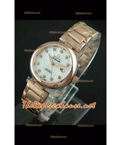Omega Ladymatic Swiss Replica Montre en Or Rose - 1:1 Mirror Replica