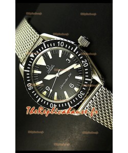 Omega Seamaster 300 Montre Suisse a Cadran Noir avec Bracelet en Maille