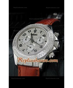 Rolex Daytona Swiss Montre avec Bracelet en Cuir et Cadran Noir