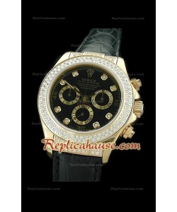 Rolex Daytona Swiss Montre en Or avec Cadran Noir