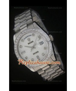 Rolex DayDate Swiss Replica Montre avec Cadran Imprimé Blanc 