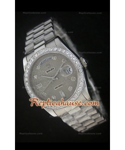Rolex DayDate Swiss Replica Montre avec Cadran Imprimé Gris