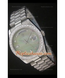 Rolex DayDate Swiss Replica Montre avec Cadran Nacré Vert