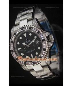 Rolex GMT Masters II Swiss Replica Montre en Acier avec Diamants