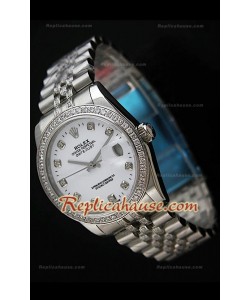 Rolex Datejust Mens Swiss Replica Montre avec Bracelet de Diamants