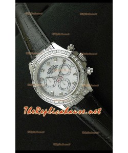 Rolex Cosmograph Daytona Montre de Mouvement Suisse 7750 avec Bracelet de Cuir Noir