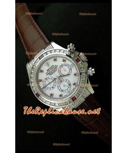 Rolex Cosmograph Daytona Montre de Mouvement Suisse 7750 avec Bracelet de Cuir Marron