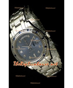 Rolex Day Date Swiss Replica Montre - Taille Moyenne - 37 mm avec Cadran Bleu 