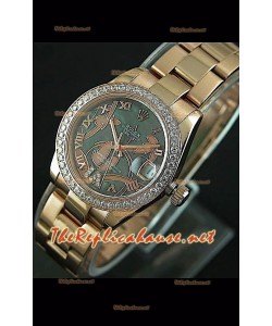 Rolex Datejust Ladies Japanese Montre avec Boîtier en Or Rose 31 mm