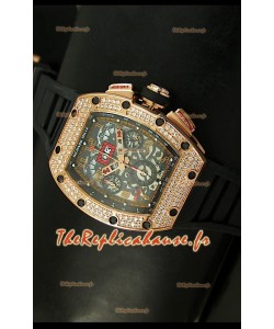 Richard Mille Edition Filippe Massa Reproduction Montre Suisse en Titane avec Boitier en Or Rose