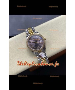 Montre Rolex Super Clone Datejust 31 mm, cadran gris, or jaune, Super Clone