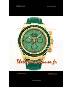 Montre Rolex Daytona 116568 en or jaune, mouvement 4801, verres saphir, cadran vert, réplique parfaite