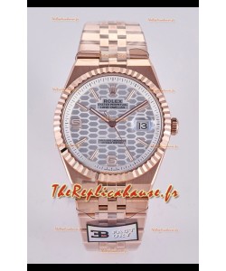 Montre Rolex Land-Dweller 127336, cadran nid d'abeille en acier, or rose, 40 mm, super clone