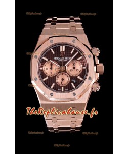 Audemars Piguet Royal Oak montre chronographe avec boîtier en or rose cadran marron