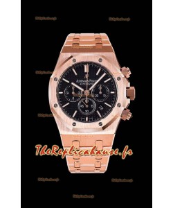 Audemars Piguet Chronographe Royal Oak Boîtier en or rose Cadran noir - Réplique miroir 1:1