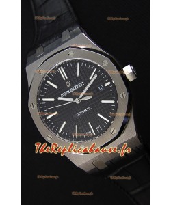Audemars Piguet Royal Oak 41MM cadran noir bracelet en cuir - 1:1 Miroir Édition Ultime