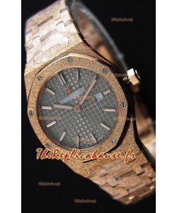 Montre Audemars Piguet Royal Oak Or Rose Givré à QUARTZ Cadran Gris Réplique à l’identique 1:1 33 mm 