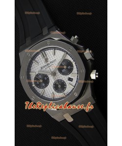Montre Audemars Piguet Royal Oak Suisse à Chronographe avec Cadran Blanc et un Bracelet en caoutchouc Réplique 