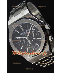 Montre Audemars Piguet Royal Oak Suisse à Chronographe avec Cadran Noir et un Bracelet en acier Réplique 