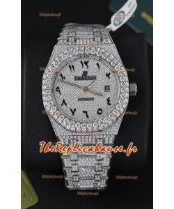 Audemars Piguet Royal Oak 15400 Iced Out Cadran arabe dans un boîtier en acier inoxydable Réplique Montre Suisse