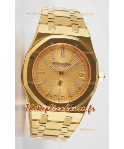 Montre Audemars Piguet Royal Jumbo Oak Extra Thin Réplique Suisse Yellow Gold - 1:1 Mirroir Réplique à cadran doré