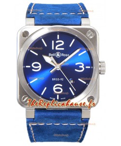 Bell and Ross BR03-A Cadran bleu acier 904L Réplique Montre Suisse 