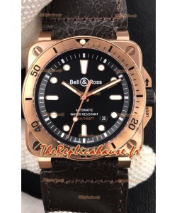Bell & Ross BR03-92 Diver Or Rose Cadran Noir Réplique de Montre Suisse Réplique 1:1