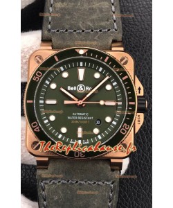 Bell & Ross BR03-92 Diver Or Rose Cadran Vert Réplique de Montre Suisse 1:1