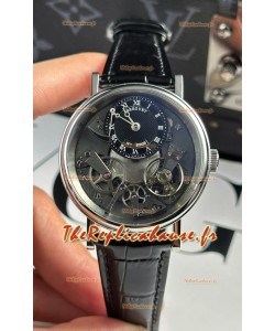 Breguet Tradition 7057BR/R9/9W6 Boîte en acier Tourbillon simple Réplique de la montre suisse à bracelet noir