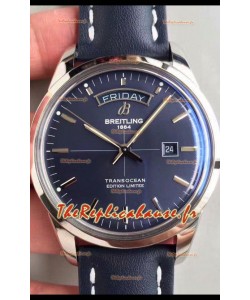 Breitling Transocean Day & Date Montre Réplique Suisse avec Cadran Bleu Aurora Edition 1:1