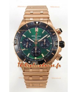Breitling Chronomat Super Clone B01 42 Edition, boîtier en or rose suisse, cadran vert