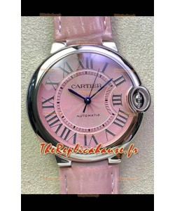 Ballon De Cartier Suisse Automatique 1:1 Miroir Qualité 36MM en Acier Inoxydable Cadran Rose