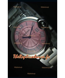 Montre Ballon De Bleu avec un Cadran Rose 36MM avec un Mouvement de Quartz Suisse