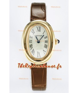 Cartier Baignoire Or jaune Montre 1:1 Super Clone suisse Bracelet marron