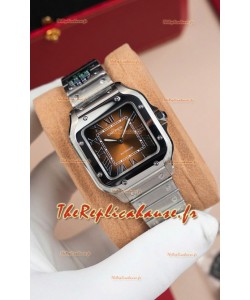 Cartier Santos De Cartier 904L Acier Cadran Brun Réplique 1:1 - 35MM Montre Acier Inoxydable