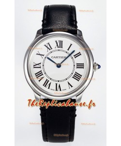 Ronde De Cartier Super Clone 36MM Montre Suisse Réplique avec cadran blanc argenté