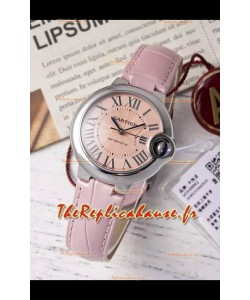 Ballon De Cartier Automatique Suisse Cadran Beige Qualité Miroir 33MM en Acier Inoxydable